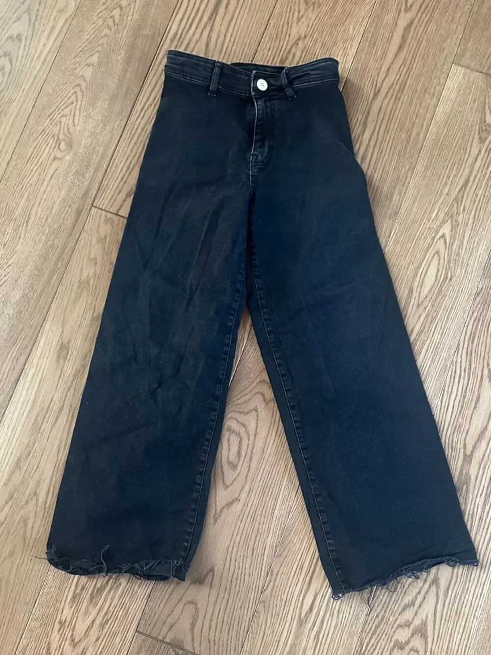 Zara, Black denim wide leg pants, Kids size 13-14.